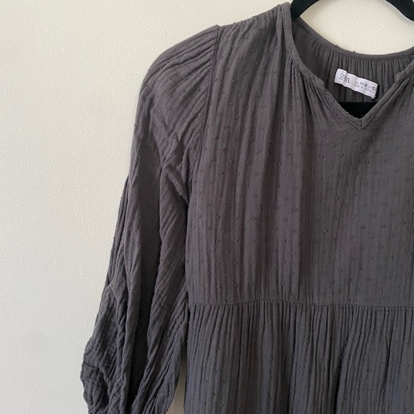 Zara Other - Zara Pom Pom Grey Tier Dress